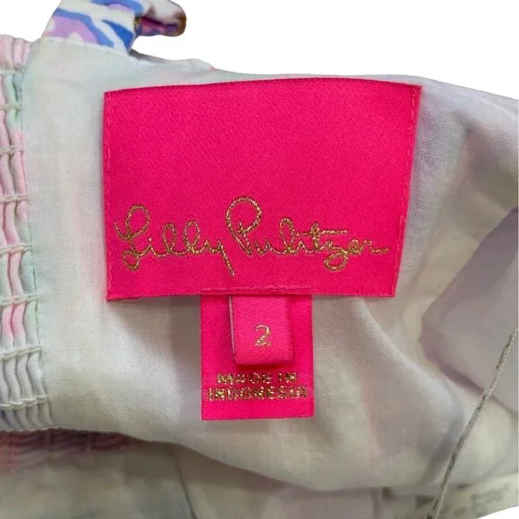 Lilly Pulitzer Alision Patchwork Tiered Dress Sleeveless Pastel Cotton Size 2 - Picture 5 of 10